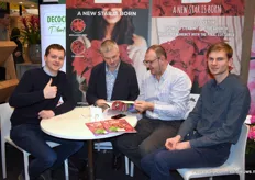 At the booth of Decock Plants many people came to see the new genetics of their Poinsettia Glorietta. From left to rigt Gael Decock, Paul Master of Kingsfleet, Ludo Decock and Maxim Decock.